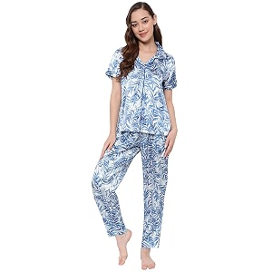 Clovia Womens Crepe Printed Button Down Shirt