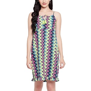 Clovia Womens Crepe Striped Resort Wear Slip