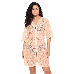 clovia women39s lace basic sheer robe