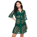 Clovia Women's Lace Basic Sheer Robe