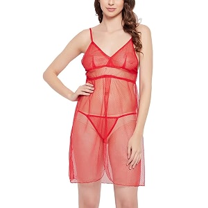 Clovia Womens Lace Chic Basic Semi-Sheer Knee