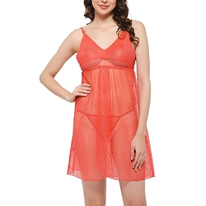 Clovia Womens Lace Chic Basic Semi-Sheer Knee
