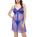 Clovia Women39s Lace Chic Basic Semi-Sheer Knee