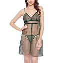 Clovia Women39s Lace Chic Basic Semi-Sheer Knee