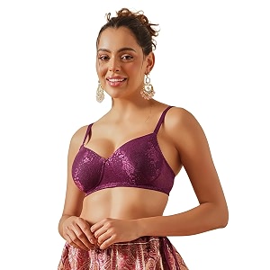 Clovia Womens Lace Lightly Padded Wire Free