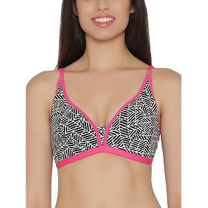 Clovia Womens Non-Padded Non-Wired Printed Plunge Bra
