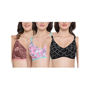 Clovia Womens Pack of 3 Cotton Non-Padded