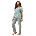Clovia Women39s Rayon Blend Striped Pajama Set