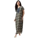 Clovia Women39s Rayon Long Nighty in Navy