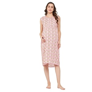 Clovia Womens Rayon Printed Maternity Short Night