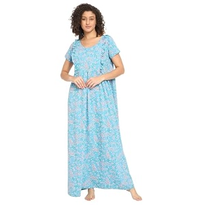 Clovia Womens Rayon Printed Long Night Dress