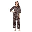 Clovia Women's Rayon Printed Top & Pyjama Set in Black