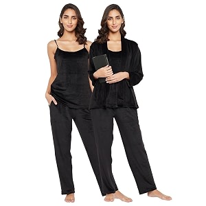 Clovia Womens Rayon Solid Top Pyjama