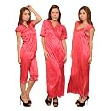 Clovia Women39s Satin 4 Pcs Satin Nightwear