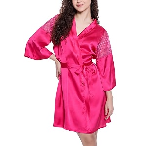 Clovia Womens Satin Chic Basic Robe In