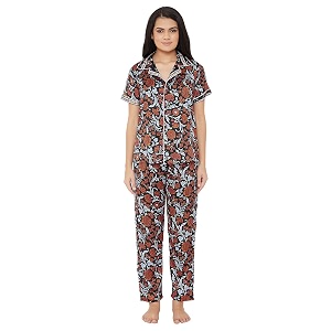 Clovia Womens Satin Floral Sleepwear Pack of