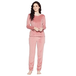 Clovia Womens Velour Solid Top Pyjama