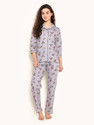 Clovia Women Floral Print Grey Shirt 
