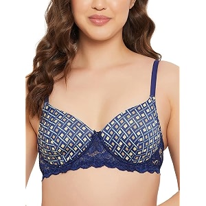 Clovia Women Lace Geometric Padded Full Cup