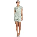 Clovia Women's Cotton Floral Casual Regular Pajama Set (LS0094D03L_Blue_Large)