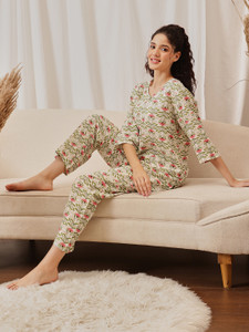 Clovia Women Printed Multicolor Top Pyjama