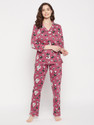Clovia Women Printed Purple Top Pyjama
