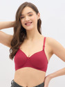 Clovia Women T-Shirt Lightly Padded Bra Maroon