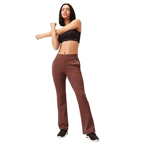 clovia women39s comfort fit high-rise flared yoga pants with side pockets ab0114r06_brown_xxl