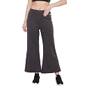 Clovia Women's Comfort Fit Flared Active Pants (AB0096P05_Grey_L)