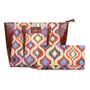 the clownfish combo of valentine series printed handicraft fabric amp faux leather handbag for womencollege girls amp charisma collection womens wallet clutch