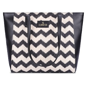 the clownfish printed handicraft fabric amp faux leather handbag for women office bag ladies shoulder bag tote for women college girls