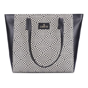 the clownfish printed handicraft fabric amp faux leather handbag for women office bag ladies shoulder bag tote for women college girls