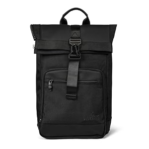 the clownfish outpost series expandable laptop bag  1680 polyester  leather  travel backpack for cabin college  waterproof  black