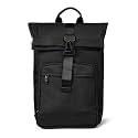THE CLOWNFISH Outpost Series Expandable Laptop Bag | 1680 Polyester + Leather | Travel Backpack for Cabin, College | Waterproof | Black