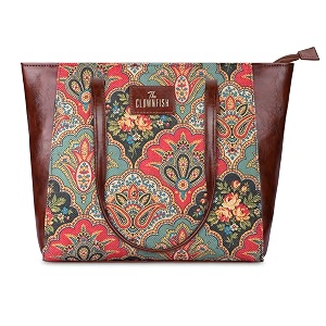 the clownfish valentine printed handicraft fabric amp faux leather handbag for women ladies tote for women college girls