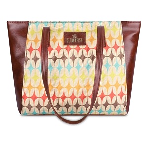 the clownfish valentine printed handicraft fabric amp faux leather handbag for women ladies tote for women college girls