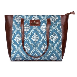 the clownfish valentine printed handicraft fabric amp faux leather handbag for women ladies tote for women college girls