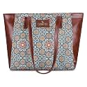 THE CLOWNFISH Valentine Printed Handicraft Fabric &amp; Faux Leather Handbag for Women Ladies Tote for Women College Girls