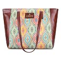 THE CLOWNFISH Valentine Printed Handicraft Fabric &amp; Faux Leather Handbag for Women Ladies Tote for Women College Girls