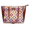 THE CLOWNFISH Valentine Printed Handicraft Fabric &amp; Faux Leather Handbag for Women Ladies Tote for Women College Girls