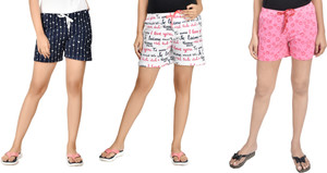 club a9 pack of 3 printed women dark blue white pink beach shorts
