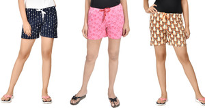 club a9 pack of 3 printed women dark blue pink orange beach shorts