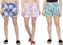 Club A9 Pack of 3 Printed Women Multicolor Beach Shorts