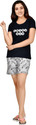 Club A9 Women Top & Shorts Set Blue, Grey Printed