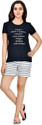 Club A9 Women Top & Shorts Set Blue, White Printed