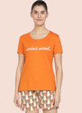 Club A9 Women Printed Orange, Beige Top & Shorts Set