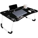 CLUC Study Table/Bed Table/Foldable and Portable Wooden/Writing Desk for Office/Home/School (Black Flower)