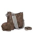 CLUCI Purses for Women, Vegen Leather Crossbody Bags for Woman Trendy, 2PCS Hobo Handbag with 2 Adjustable Guitar Strap