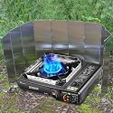 Camp Stove Windshield, 10 Plates Stove Windscreen, Folding Aluminum Camping Burner Windshield, Lightweight Compact Camping Stove Windscreen with Drawstring Bag.