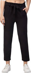 clugenix slim fit women black trousers